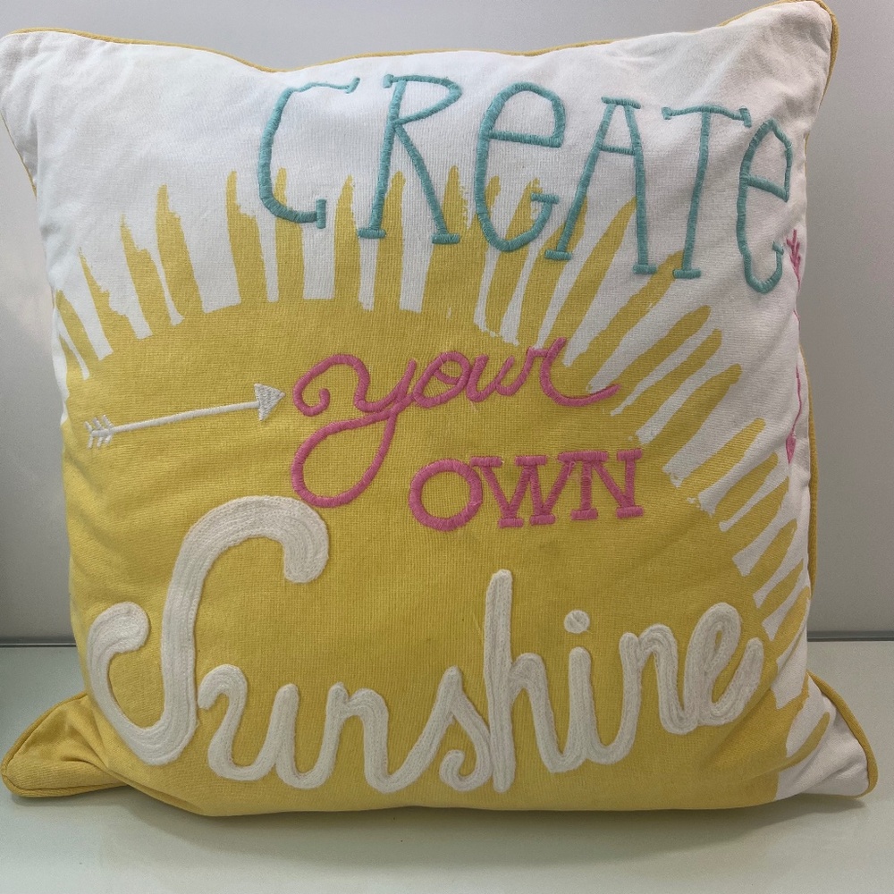 Pottery Barn Teen “Create Your Own Sunshine” pillow cover 18 X 18